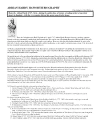 ADRIAN HARDY HAWORTH BIOGRAPHY Chuck Staples, CSSA Historian
