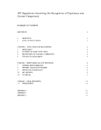 AFC Regulations Governing the Recognition of Experience and Current Competence