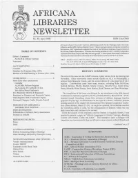 AFRICANA LIBRARIES NEWSLETTER No