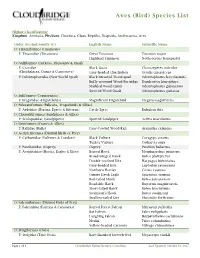 Bird) Species List