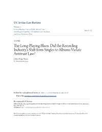 Did the Recording Industryâ•Žs Shift From