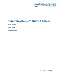 Intel® Realsense™ SDK 2.0 Github User Guide