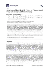 Open Source Multi-Head 3D Printer for Polymer-Metal Composite Component Manufacturing