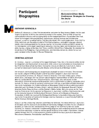 Participant Biographies