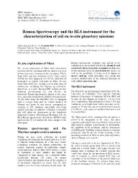 Raman Spectroscopy and the RLS Instrument for the Characterization of Soil on In-Situ Planetary Missions