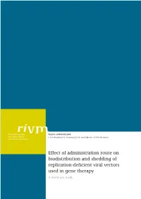 RIVM Reprot 320001001 Effect of Administration Route On