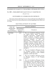 (Section 9 (2)) BOUNDARIES of ALTERED POLLING DISTRICTS