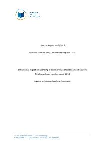 Special Report No 9/2016 EU External Migration Spending in Southern
