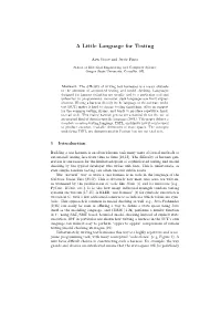 A Little Language for Testing