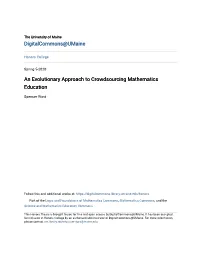 An Evolutionary Approach to Crowdsourcing Mathematics Education