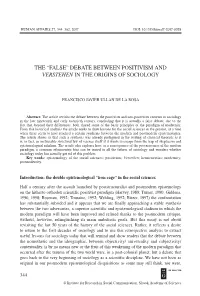 Debate Between Positivism and Verstehen in the Origins of Sociology