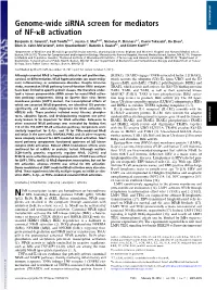 Genome-Wide Sirna Screen for Mediators of NF-Κb Activation