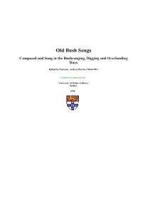 Old Bush Songs Composed and Sung in the Bushranging, Digging and Overlanding Days