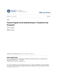 Posner's Program for the Antitrust Division: a Twenty-Five Year Perspective
