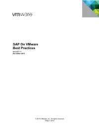 SAP Solutions on Vmware Vsphere Guidelines Summary and Best Practices