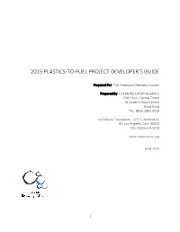 2015 Plastics to Fuel Developer's Guide