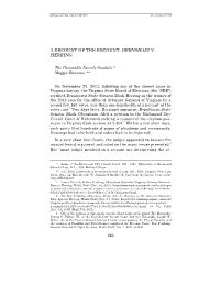 A Recount of the Recount: Obenshain V. Herring