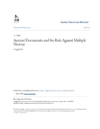 Ancient Documents and the Rule Against Multiple Hearsay Gregg Kettles