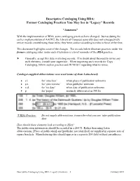 Former Cataloging Practices You May See in “Legacy” Records -- "Answers"