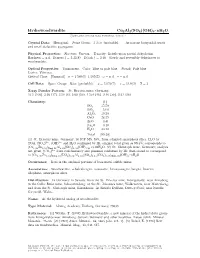 Hydrowoodwardite Cu2al2(SO4)(OH)8 • Nh2o. C 2001-2005 Mineral Data Publishing, Version 1
