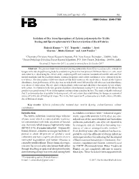 Isolation of Dye from Sporophore of Xylaria Polymorpha for Textile Dyeing and Spectrophotometric Characterization of Dyed Fabrics