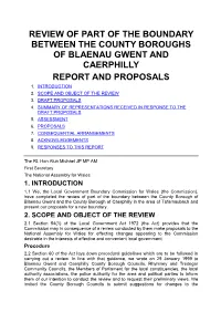 Review of Part of the Boundary Between the County Boroughs of Blaenau Gwent and Caerphilly Report and Proposals 1