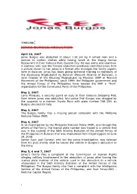 Timeline of Search for Jonas