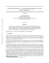 A 2020 Taxonomy of Algorithms Inspired on Living Beings Behavior
