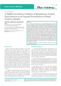 A Highly Uncommon Variation of Spontaneous Urinary Extravasation As an Unusual Presentation of Distal Ureteric Calculus