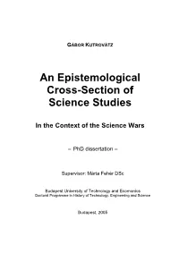 An Epistemological Cross-Section of Science Studies