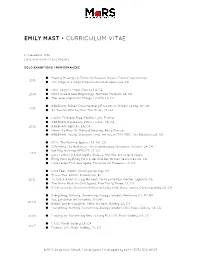 Emily Mast​• Curriculum Vitae