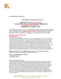 For Immediate Release Breakout Actor Lucas