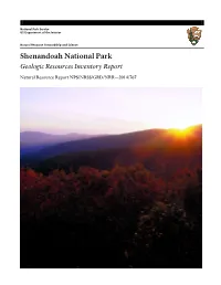 Geologic Resources Inventory Report, Shenandoah National Park