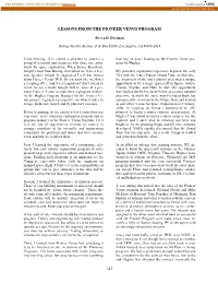 Lessons from the Pioneer Venus Program