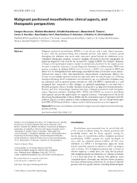 Malignant Peritoneal Mesothelioma: Clinical Aspects, and Therapeutic Perspectives