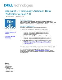 Technology Architect, Data Protection Version 1.0 Certification Description