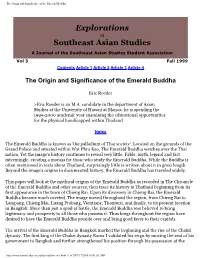 The Origin and Significance of the Emerald Buddha