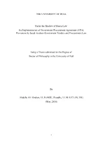 THE UNIVERSITY of HULL Under the Shadow of Sharia Law: The