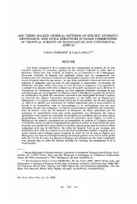 Are There Shared General Patterns of Specific Diversity