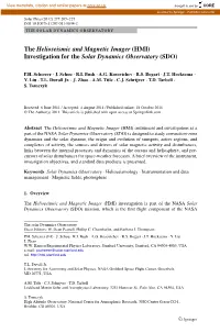 HMI) Investigation for the Solar Dynamics Observatory (SDO
