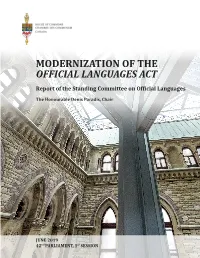MODERNIZATION of the OFFICIAL LANGUAGES ACT Report of the Standing Committee on Official Languages