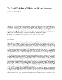 The Crucial Work of the AWM Policy and Advocacy Committee