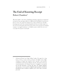 The End of Knowing Receipt Robert Chambers*
