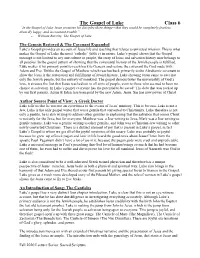 The Gospel of Luke Class 6