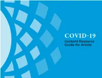 COVID-19 Content Resource Guide for Artists