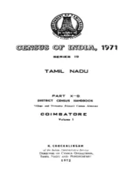 District Census Handbook, Coimbatore, Part X-B, Vol-I, Series-19