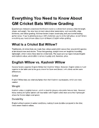 Everything You Need to Know About GM Cricket Bats Willow Grading