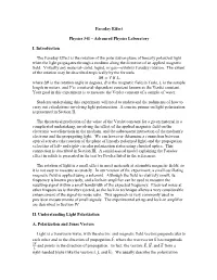 Faraday Effect Physics 341 – Advanced Physics Laboratory I