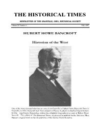 HUBERT HOWE BANCROFT Historian of the West