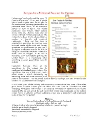Recipes for a Medieval Feast on the Camino